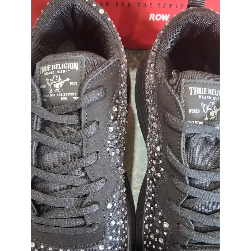 TRUE RELIGION NEW KATIE Black Bling Sparkle Women's Walking Sneaker Size 10 $79